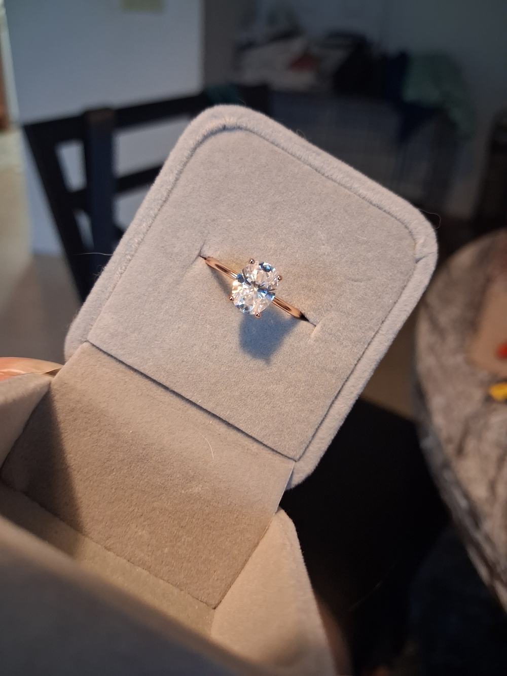 Rose Gold Solitaire Oval-Cut CZ Engagement Ring